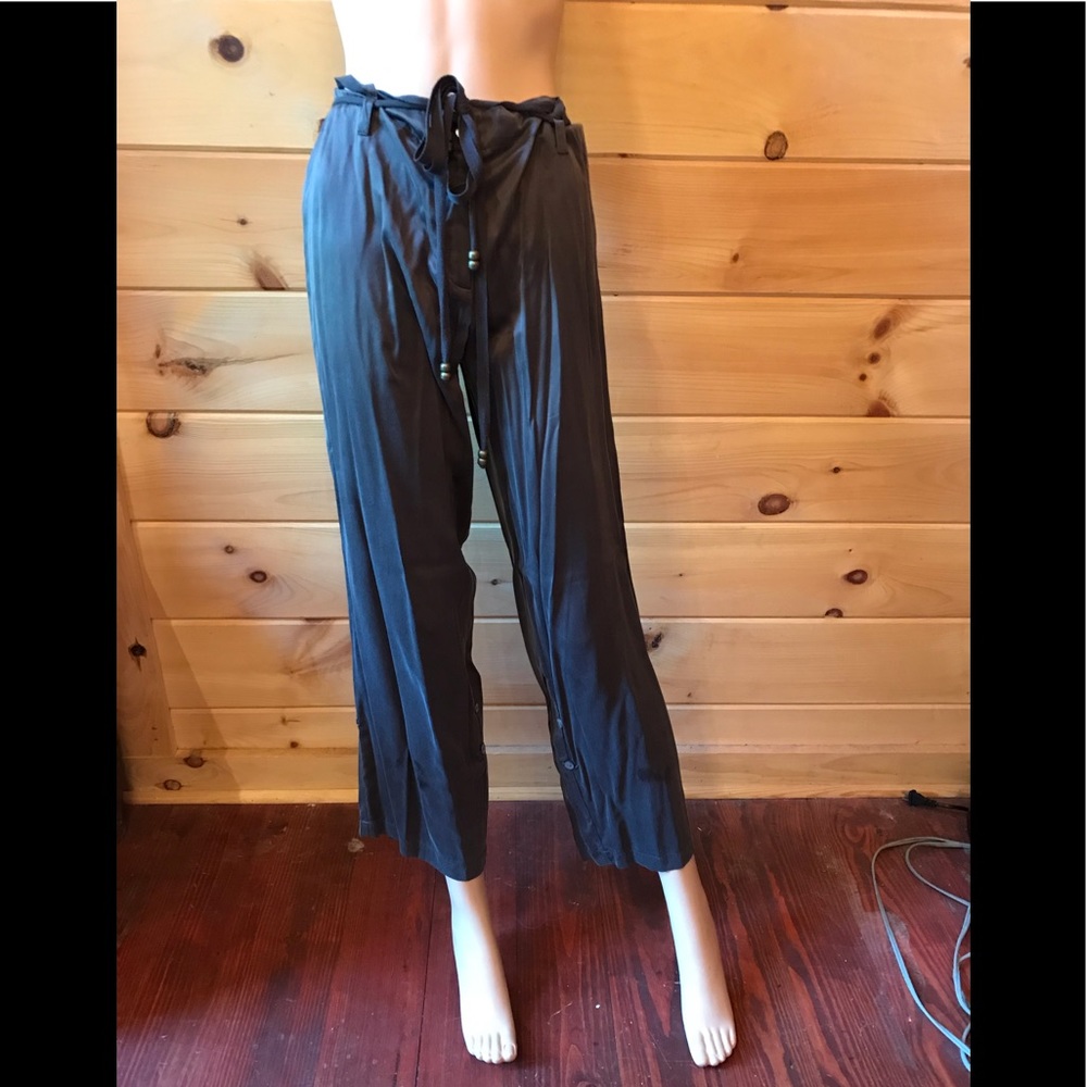 Soft Surroundings charcoal silk slacks, size PM